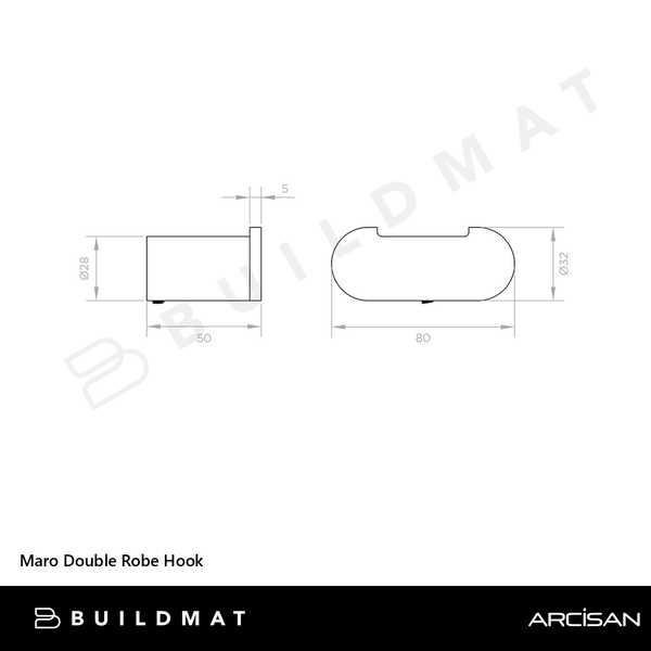 Arcisan Maro Double Robe Hook Brushed Nickel