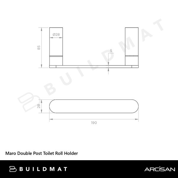 Arcisan Maro Double Post Toilet Roll Holder Matte Black