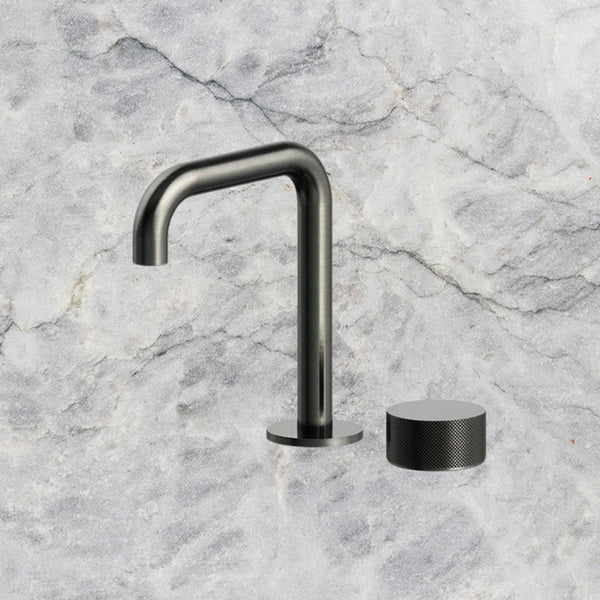 Arcisan Vierra Basin Progressive Mixer with 140mm Fixed Squareline Spout Brushed Gunmetal