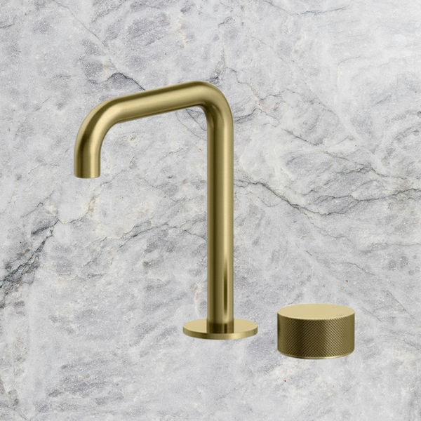 Arcisan Vierra Basin Progressive Mixer with 180mm Fixed Squareline Spout Brushed Brass