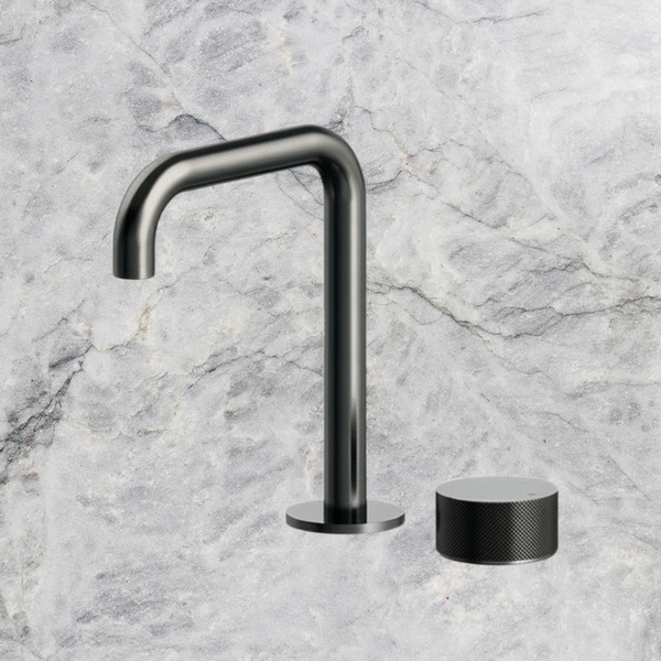 Arcisan Vierra Basin Progressive Mixer with 180mm Fixed Squareline Spout Brushed Gunmetal