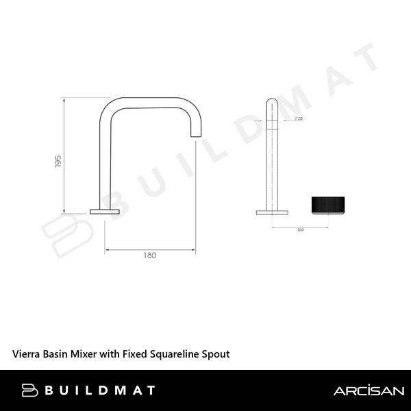 Arcisan Vierra Basin Mixer with Fixed Squareline Spout Brushed Rose Gold