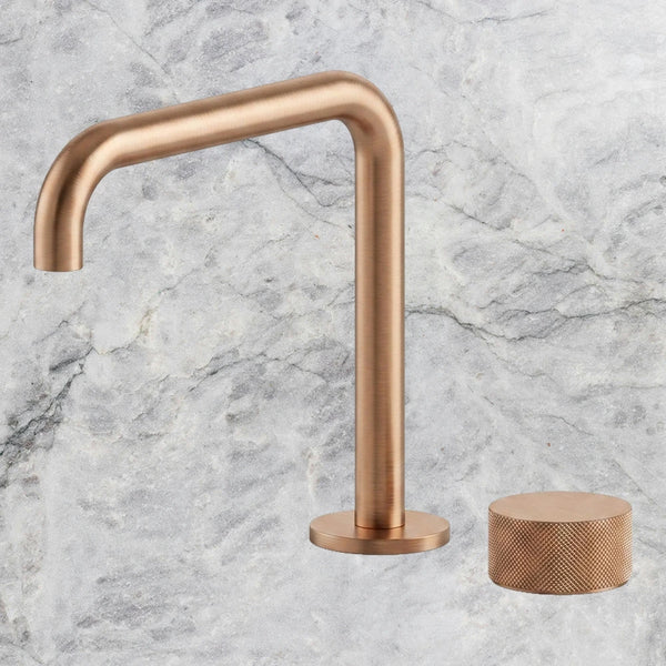 Arcisan Vierra Basin Mixer with Fixed Squareline Spout Brushed Rose Gold