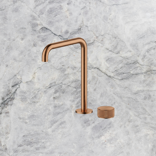 Arcisan Vierra Basin Progressive Mixer with Extended Height Squareline Spout Brushed Rose Gold