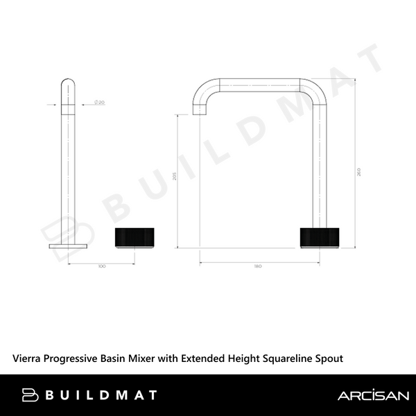 Arcisan Vierra Basin Progressive Mixer with Extended Height Squareline Spout Matte Black