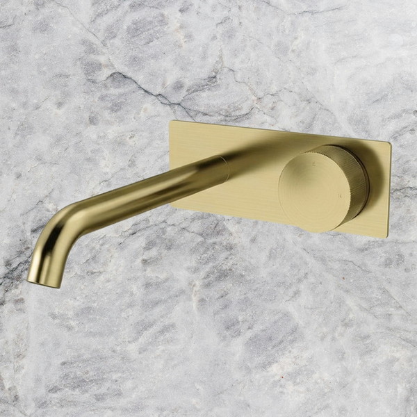 Arcisan Vierra Wall Progressive Mixer Set with Plate 220mm Spout (Trim Kit Only) Brushed Brass