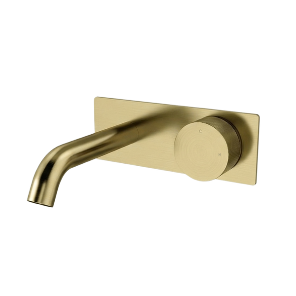 Arcisan Vierra Wall Progressive Mixer Set with Plate 150mm Spout (Complete Kit) Brushed Brass