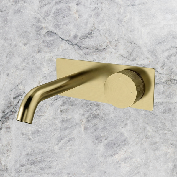 Arcisan Vierra Wall Progressive Mixer Set with Plate 150mm Spout (Complete Kit) Brushed Brass