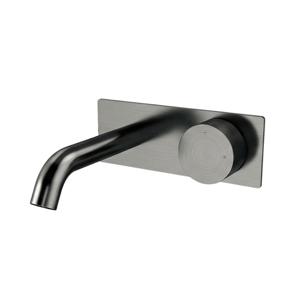 Arcisan Vierra Wall Progressive Mixer Set with Plate 150mm Spout (Trim Kit Only) Brushed Gunmetal