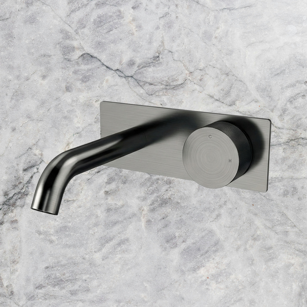Arcisan Vierra Wall Progressive Mixer Set with Plate 150mm Spout (Trim Kit Only) Brushed Gunmetal