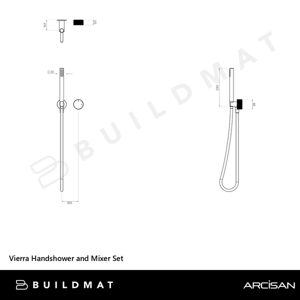 Arcisan Vierra Handshower and Mixer Set (Trim Kit Only) Dark Bronze