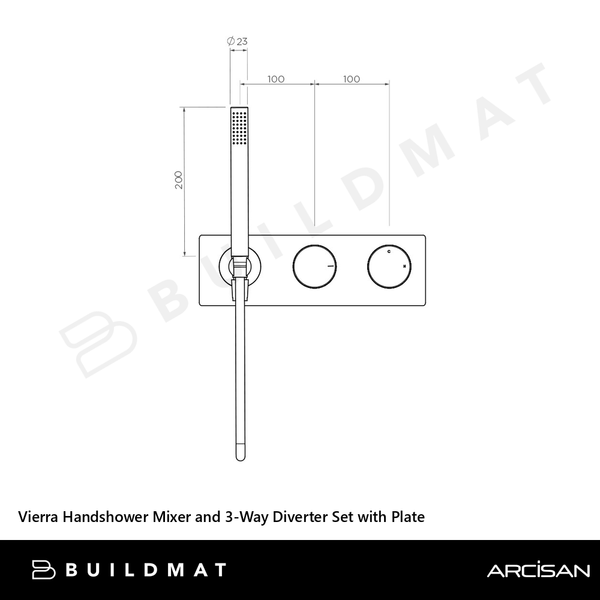Arcisan Vierra Handshower Mixer and 3-Way Diverter Set with Plate (Complete Kit) Brushed Iron