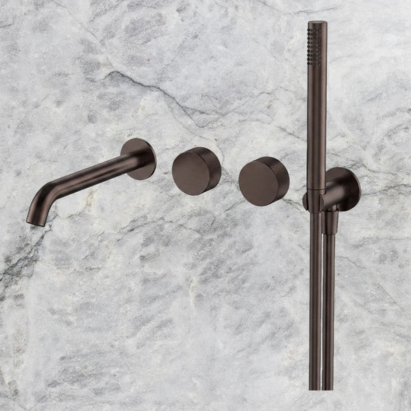 Arcisan Vierra Twin Mixer with Handshower and 220mm Spout (Trim Kit Only) Dark Bronze