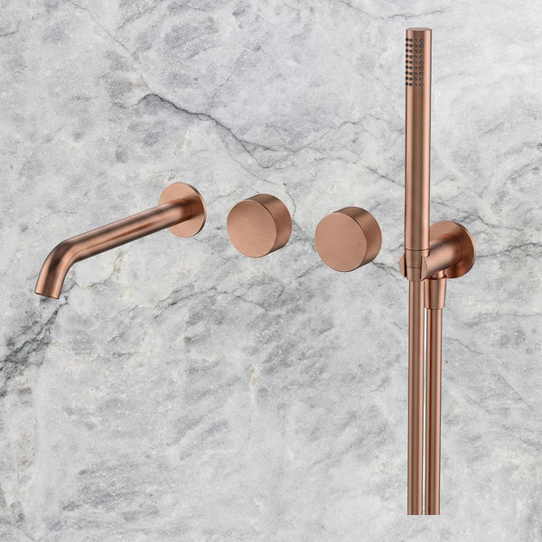 Arcisan Vierra Twin Mixer with Handshower and 220mm Spout (Complete Kit) Brushed Rose Gold