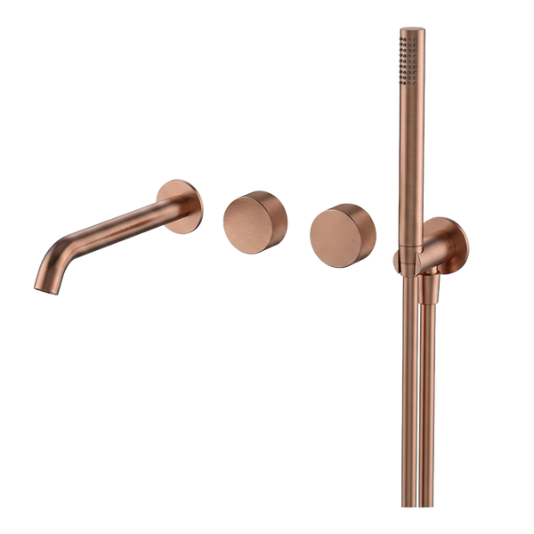 Arcisan Vierra Twin Mixer with Handshower and 220mm Spout (Complete Kit) Brushed Rose Gold