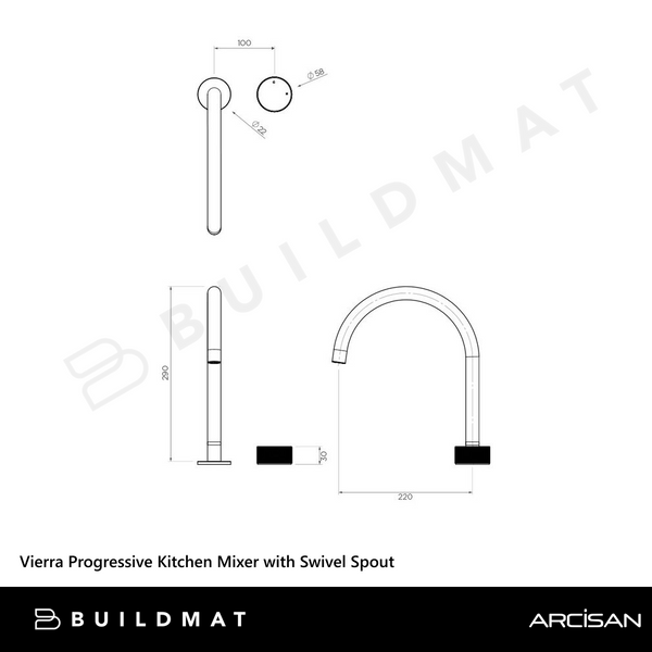 Arcisan Vierra Kitchen Progressive Mixer with Swivel Spout Brushed Rose Gold