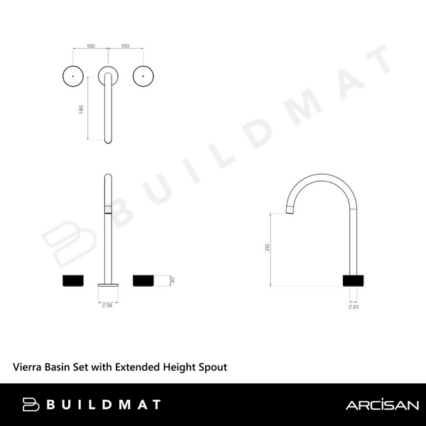 Arcisan Vierra Basin Set with Extended Height Spout Brushed Gunmetal