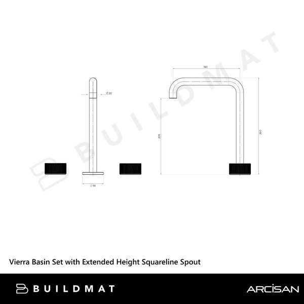 Arcisan Vierra Basin Set with Extended Height Squareline Spout Brushed Nickel
