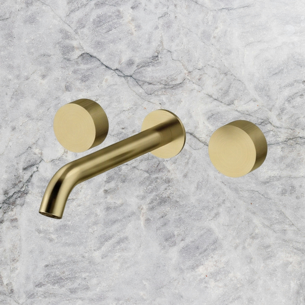 Arcisan Vierra Wall Mount Basin Set 220mm Centre Spout Brushed Brass