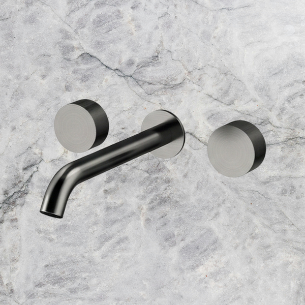 Arcisan Vierra Wall Mount Basin Set 220mm Centre Spout Brushed Gunmetal