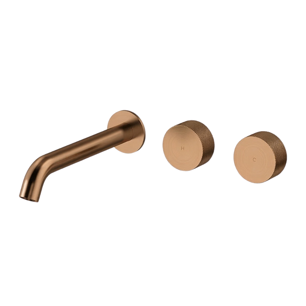 Arcisan Vierra Wall Basin Set 220mm Left Spout (Complete Kit) Brushed Rose Gold