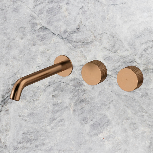 Arcisan Vierra Wall Basin Set 220mm Left Spout (Complete Kit) Brushed Rose Gold
