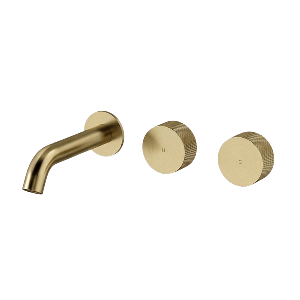 Arcisan Vierra Wall Basin Set 150mm Left Spout (Complete Kit) Brushed Brass