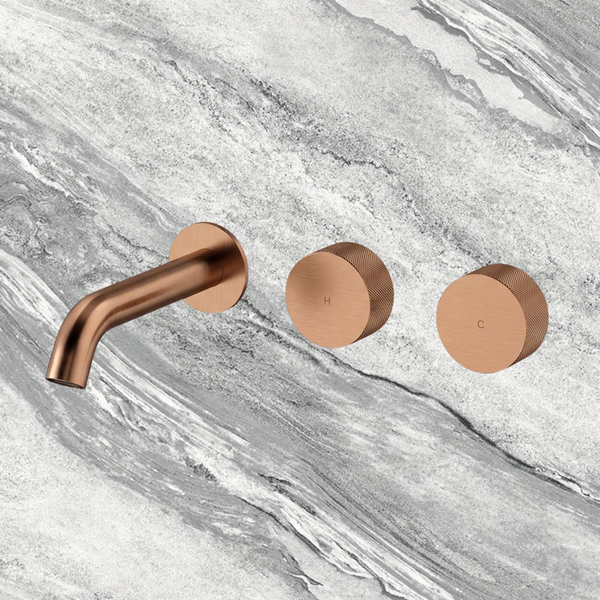 Arcisan Vierra Wall Basin Set 150mm Left Spout (Complete Kit) Brushed Rose Gold