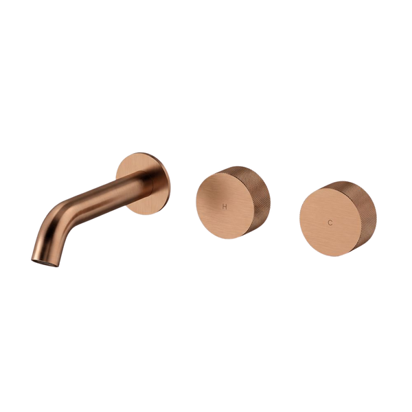 Arcisan Vierra Wall Basin Set 150mm Left Spout (Complete Kit) Brushed Rose Gold