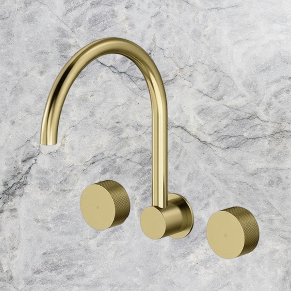 Arcisan Vierra Wall Mount Kitchen or Laundry Set with Swivel Spout Brushed Brass
