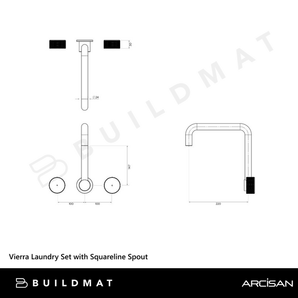 Arcisan Vierra Laundry Set with Squareline Spout Brushed Nickel
