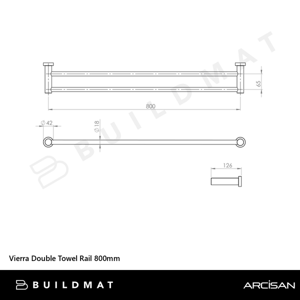 Arcisan Vierra Double Towel Rail 800mm Dark Bronze