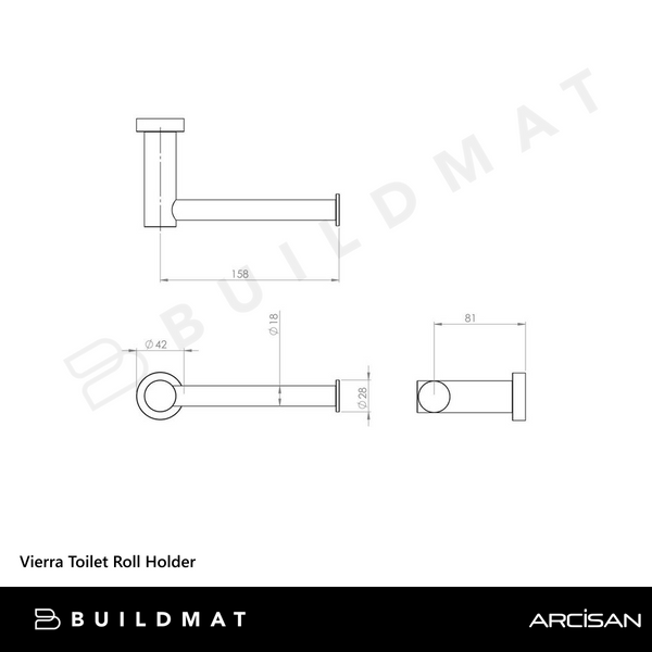 Arcisan Vierra Toilet Roll Holder Brushed Rose Gold
