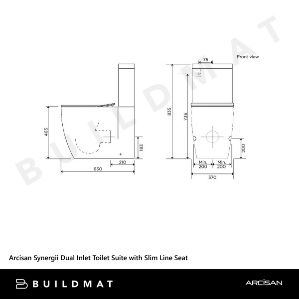 Arcisan Synergii Dual Inlet Toilet Suite with Slim Line Seat White