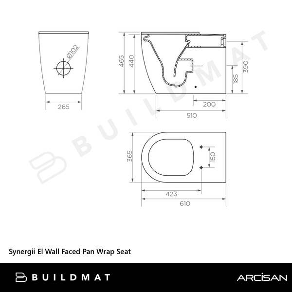 Arcisan Synergii El Wall Faced Pan Wrap Seat (Grey Seat)