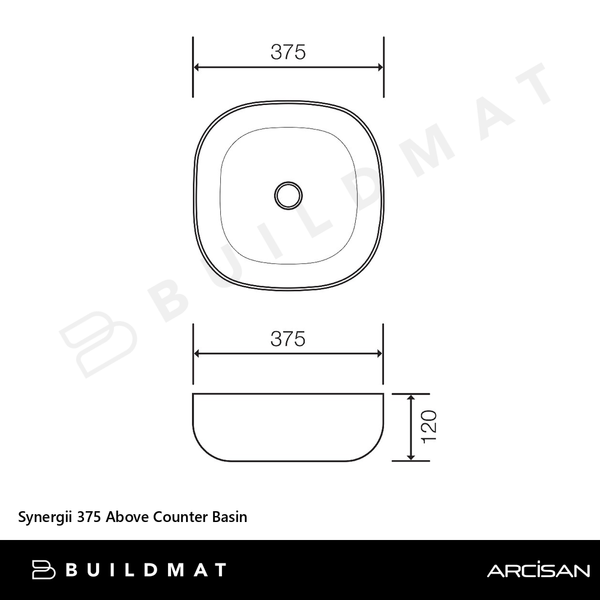 Arcisan Synergii 375 Above Counter Basin Matte White