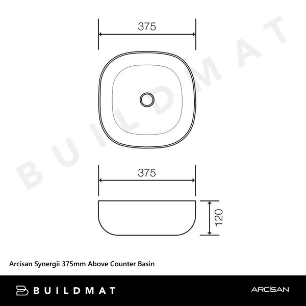 Arcisan Synergii 375mm Above Counter Basin White
