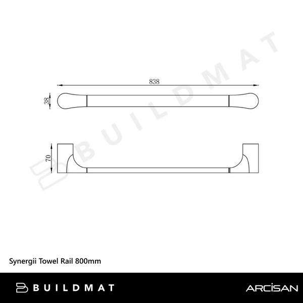 Arcisan Synergii Towel Rail 800mm Matte Black