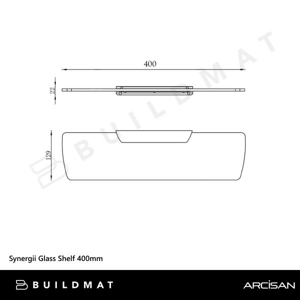 Arcisan Synergii Glass Shelf 400mm Chrome