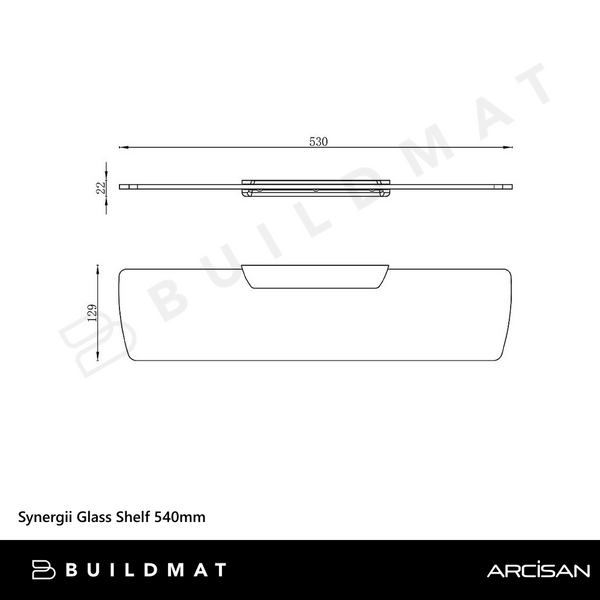 Arcisan Synergii Glass Shelf 540mm Chrome