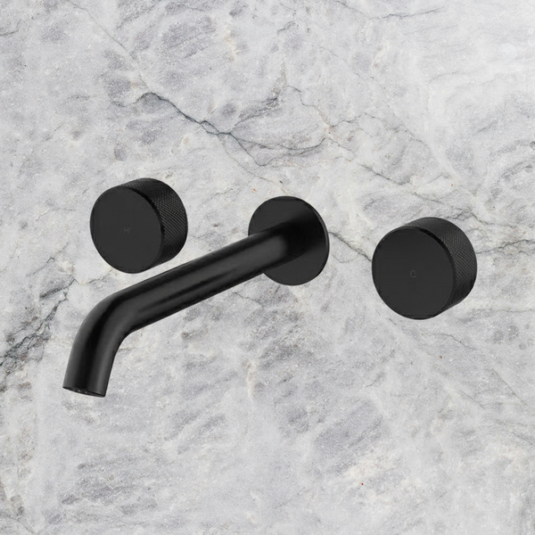 Arcisan Trillion Wall Basin Set 220mm Centre Spout Matte Black