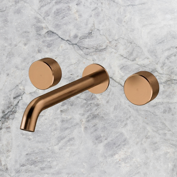 Arcisan Trillion Wall Basin Set 220mm Centre Spout Brushed Rose Gold