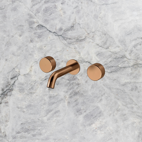 Arcisan Trillion Wall Basin Set 150mm Centre Spout Brushed Rose Gold