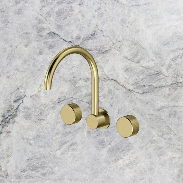 Arcisan Trillion Wall Mount Kitchen or Laundry Set with Swivel Spout Brushed Brass