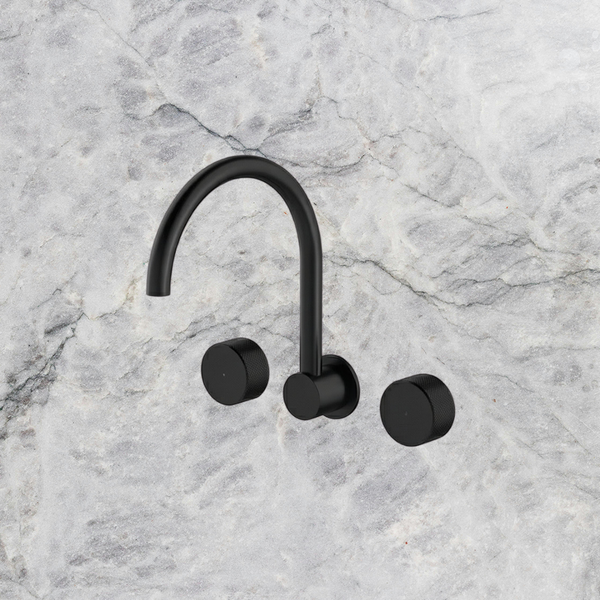 Arcisan Trillion Wall Mount Kitchen or Laundry Set with Swivel Spout Matte Black