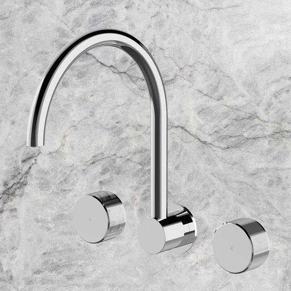 Arcisan Trillion Wall Mount Kitchen or Laundry Set with Swivel Spout Chrome