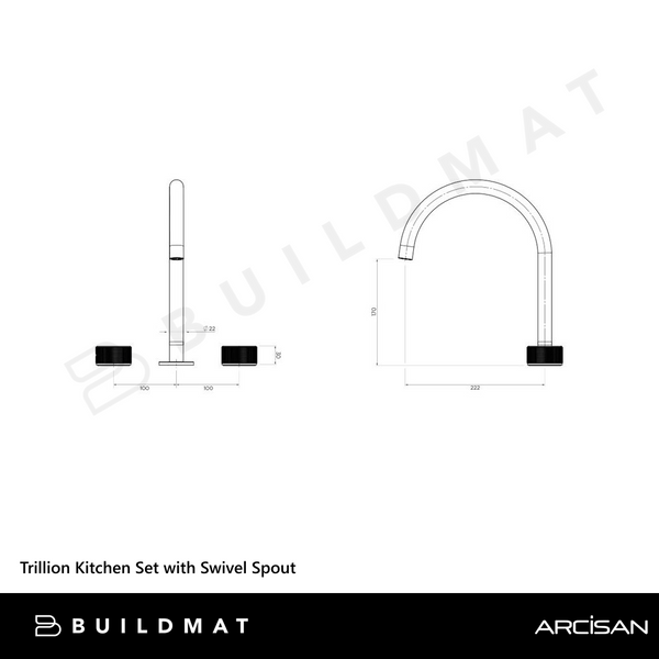 Arcisan Trillion Kitchen Set with Swivel Spout Brushed Nickel