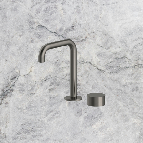 Arcisan Venn 2-Hole Basin Progressive Mixer with 140mm Fixed Squareline Spout Brushed Iron