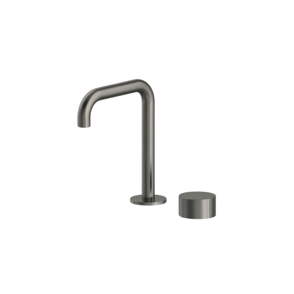 Arcisan Venn 2-Hole Basin Progressive Mixer with 140mm Fixed Squareline Spout Brushed Gunmetal