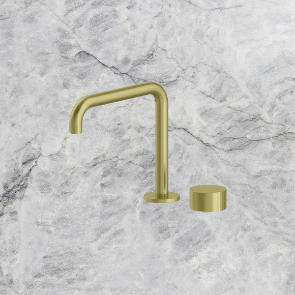 Arcisan Venn 2-Hole Basin Progressive Mixer with 180mm Fixed Squareline Spout Brushed Brass